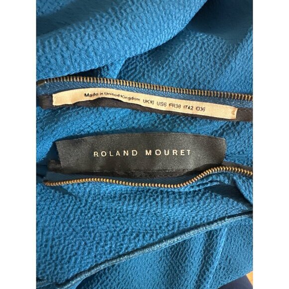 Roland Mouret Blue Draped Ruffle Sleeveless Dress UK 10 US 6 - Picture 4 of 4
